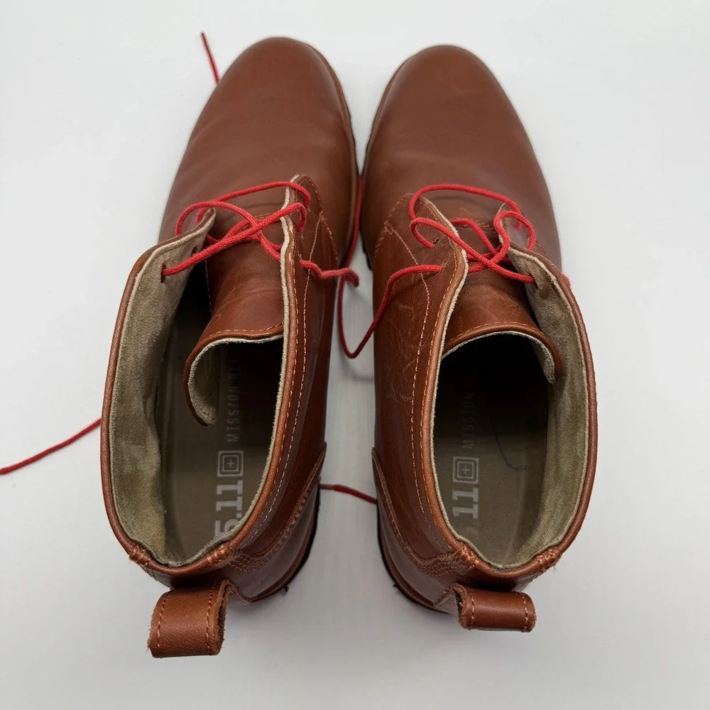 5.11 Tactical Mission Ready Chukka Boots Rust Brown Leather Vibram Mens Size 13